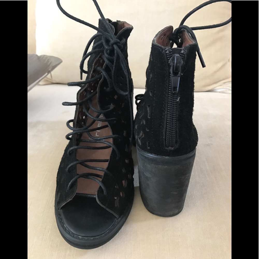 Jeffery Campbell black suede open toe booties so
